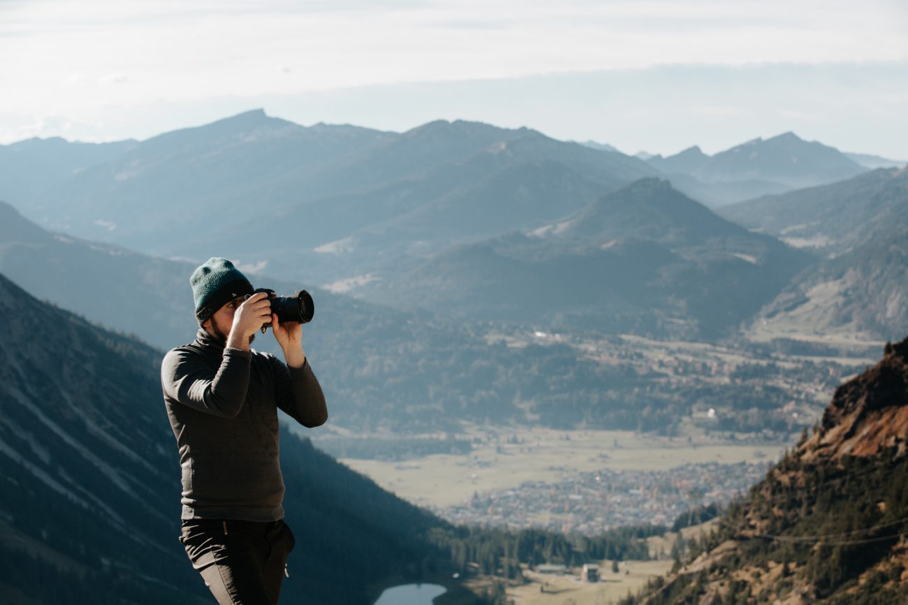 Urlaub in Deutschland, Bayerische Alpen, Alpen, Autoportrait, Bergpanorama