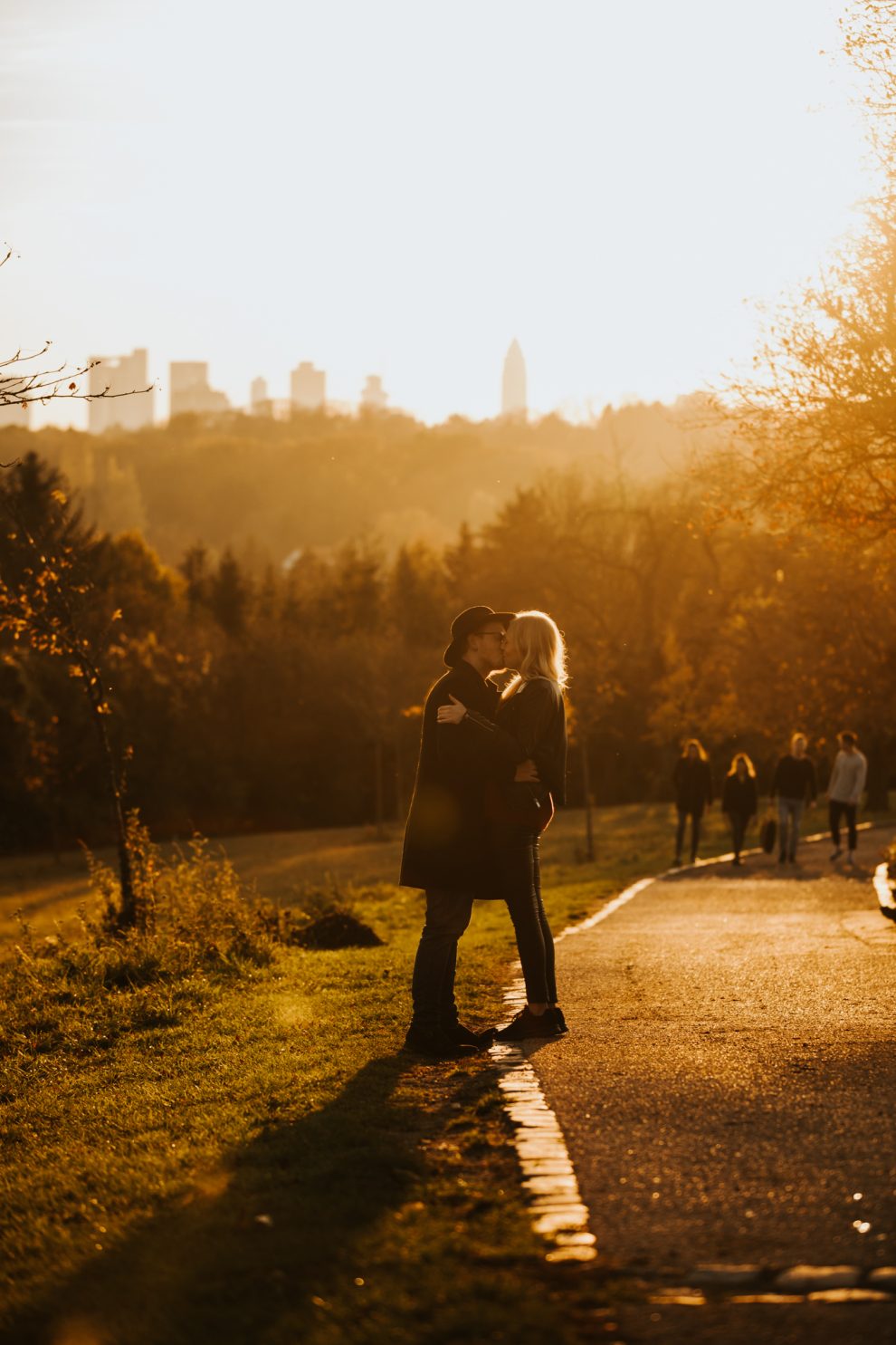 Frankfurter Skyline paarshooting sonnenuntergang Frankfurt Lohrberg Herbst