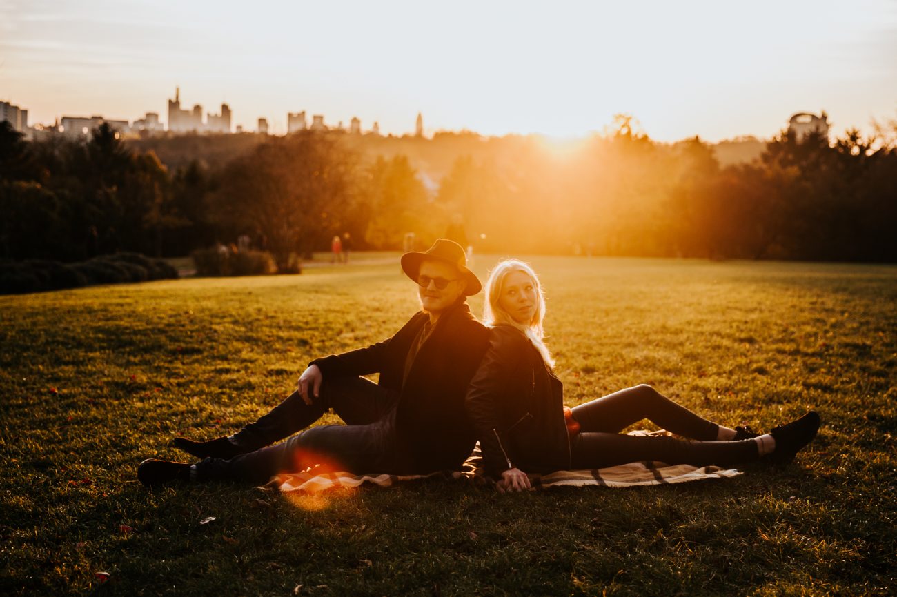 Frankfurter Skyline paarshooting sonnenuntergang Frankfurt Lohrberg Herbst