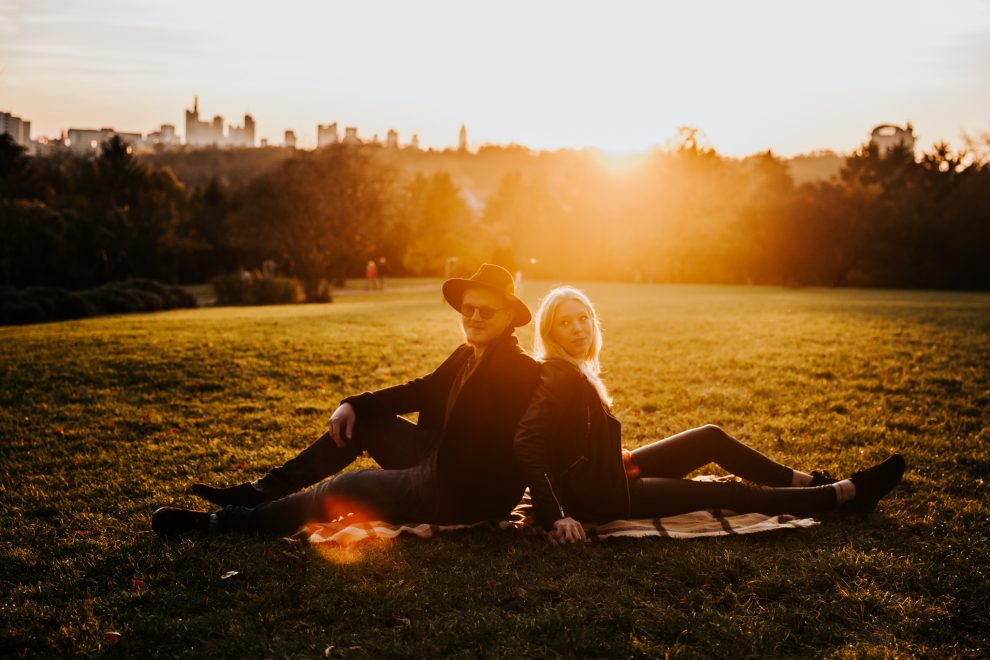 Frankfurter Skyline paarshooting sonnenuntergang Frankfurt Lohrberg Herbst
